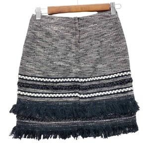 H&M black tweed fringe skirt.
